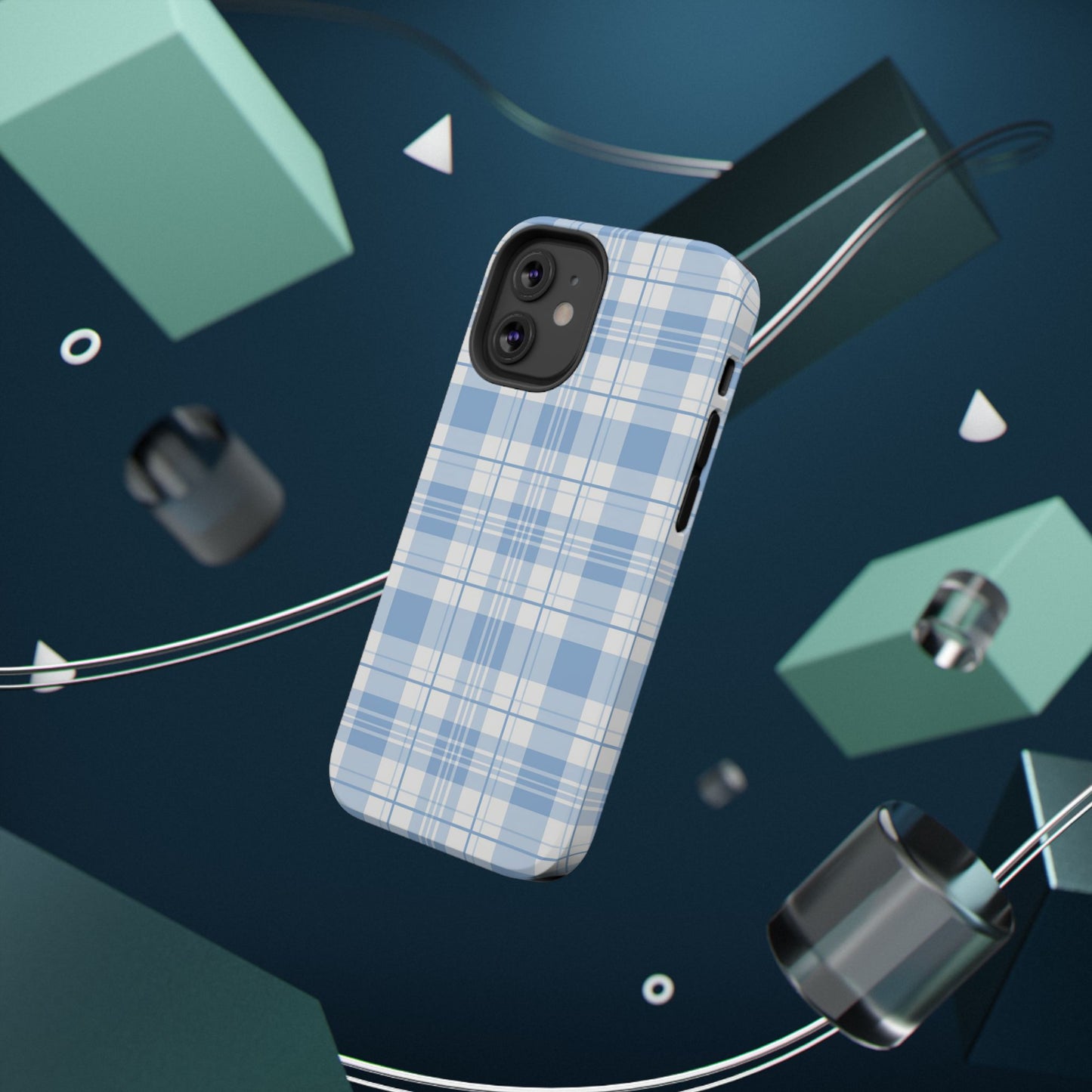 Impact-Resistant Phone Case - Easter Plaid Blue