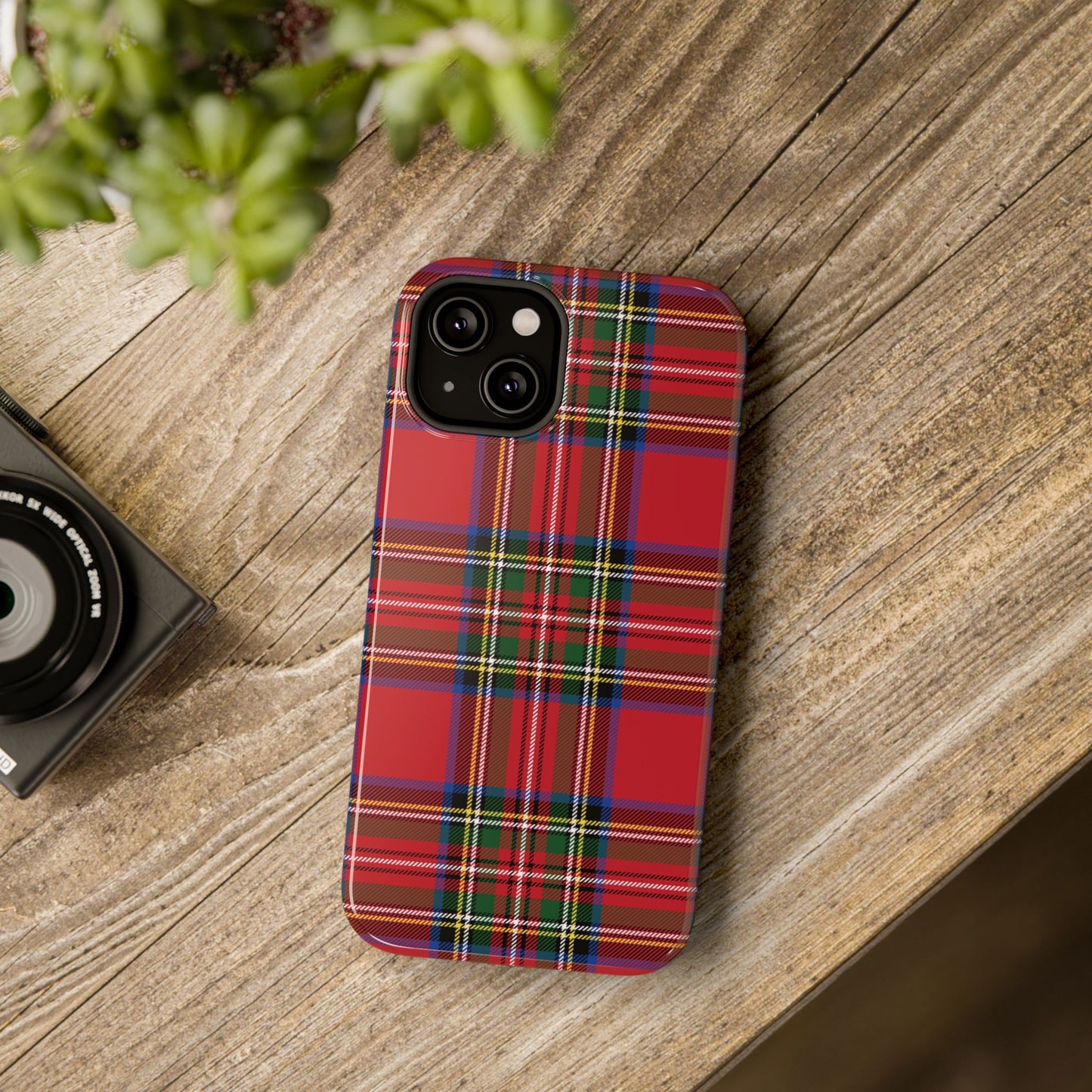 Impact-Resistant Phone Case-Holiday Tartan Plaid Red