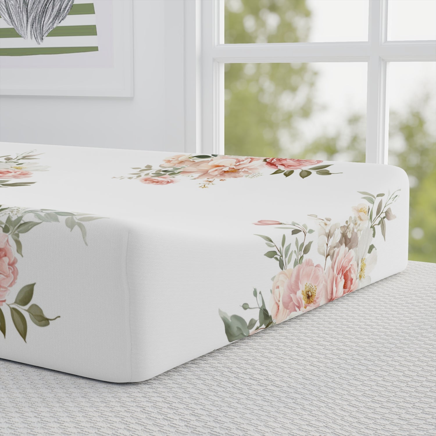 Baby Changing Pad Cover Elegant Coral Floral