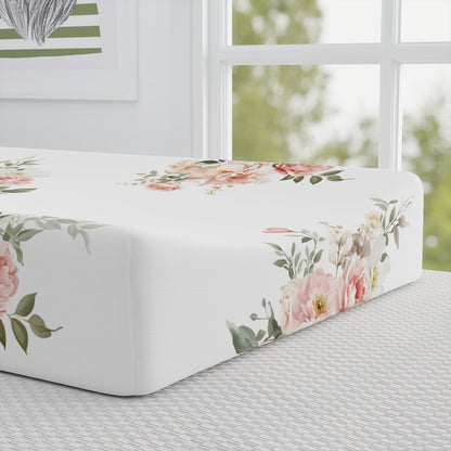 Baby Changing Pad Cover Elegant Coral Floral