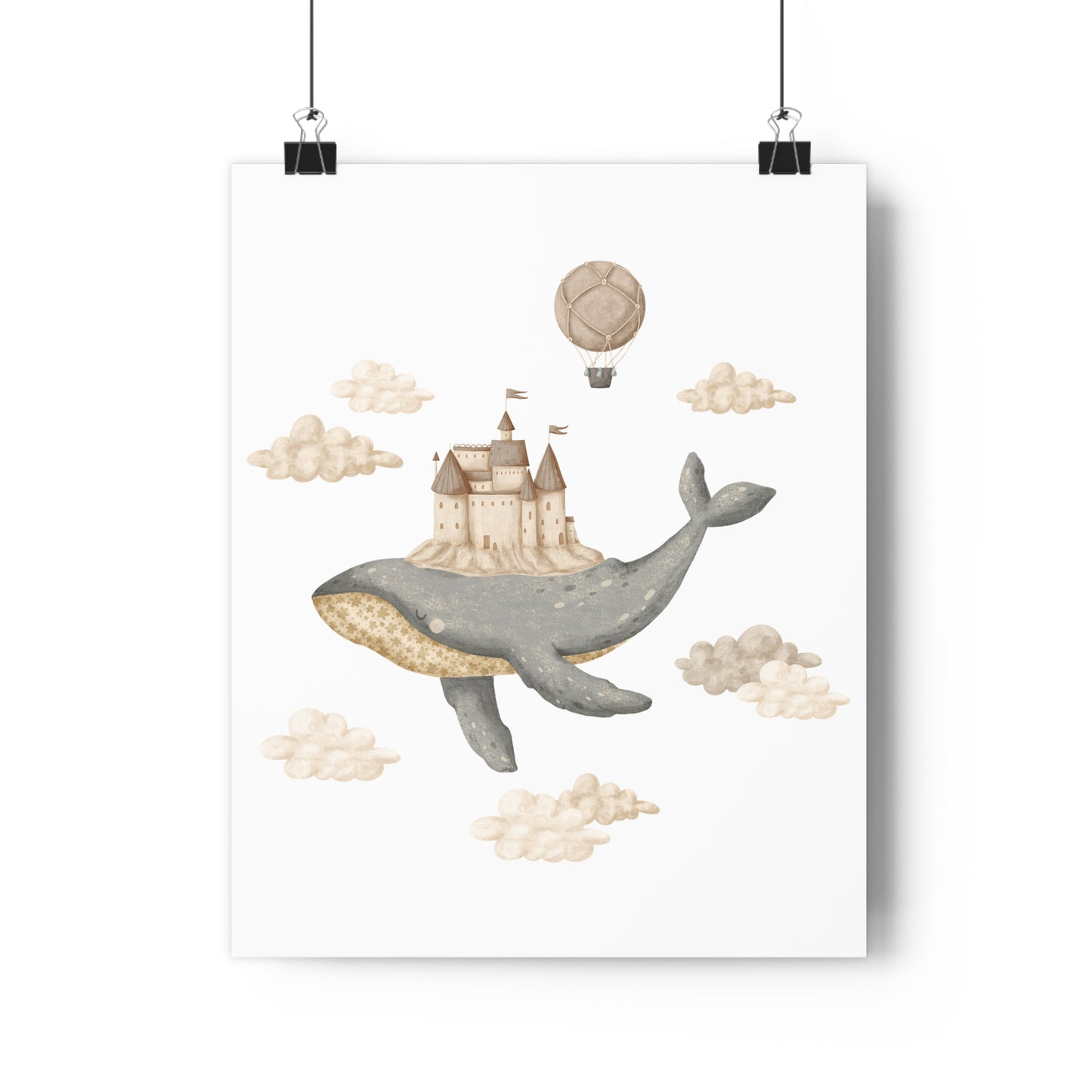 Giclée Art Print Memories of Dreams Sandcastle Whales Blue Neutral