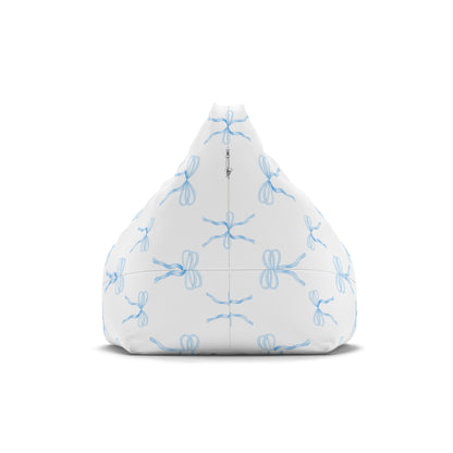 Watercolor Coquette Blue Bows Bean Bag Chair Cover