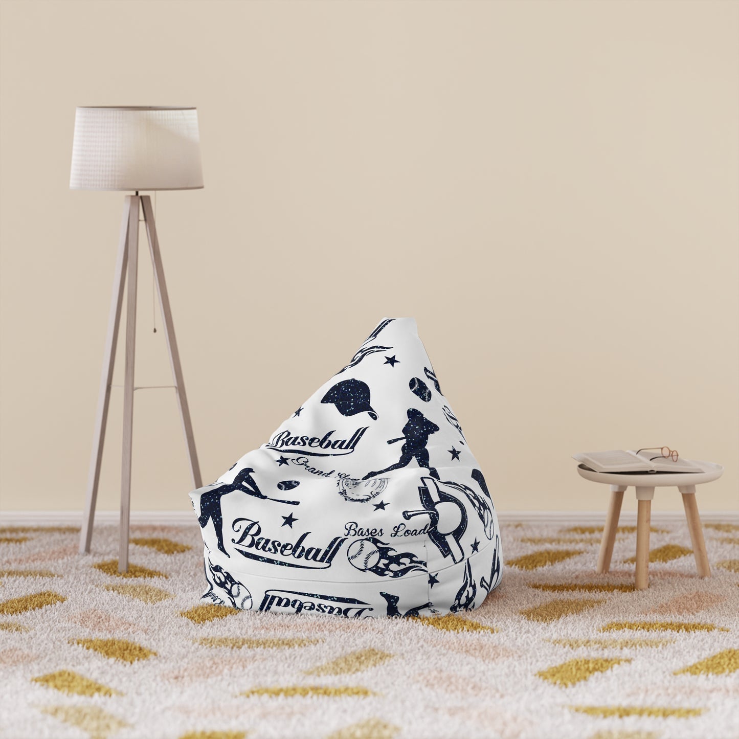 Baseball Navy White Bean Bag Chair Cover