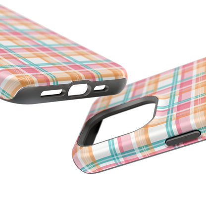 Impact-Resistant Phone Case - Summer Plaid Pink