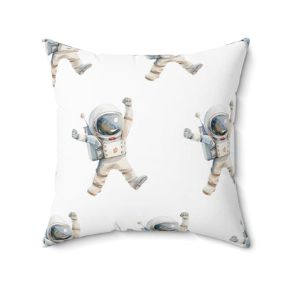 Spun Polyester Square Pillow with Removable Cover Watercolor Astronaut