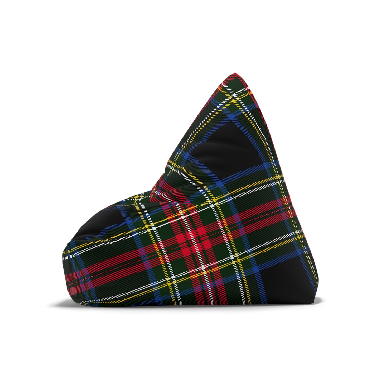 Christmas Tartan Plaid Black Bean Bag Chair Cover