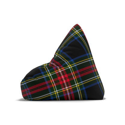 Christmas Tartan Plaid Black Bean Bag Chair Cover