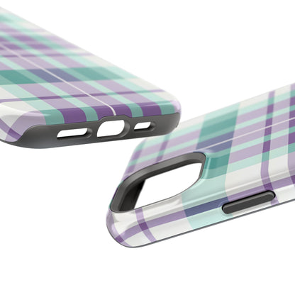 Impact-Resistant Phone Case - Spring Plaid Purple