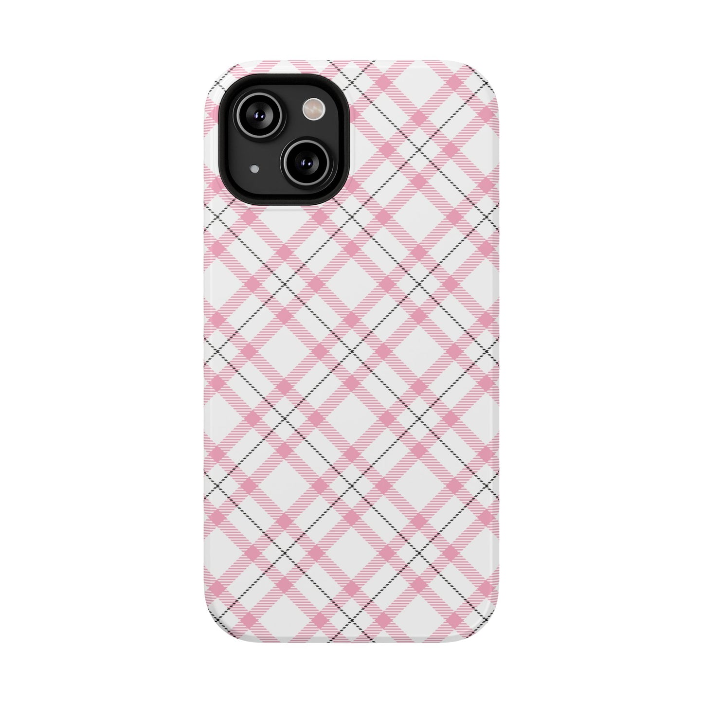 Impact-Resistant Phone Case - Pink Black Plaid