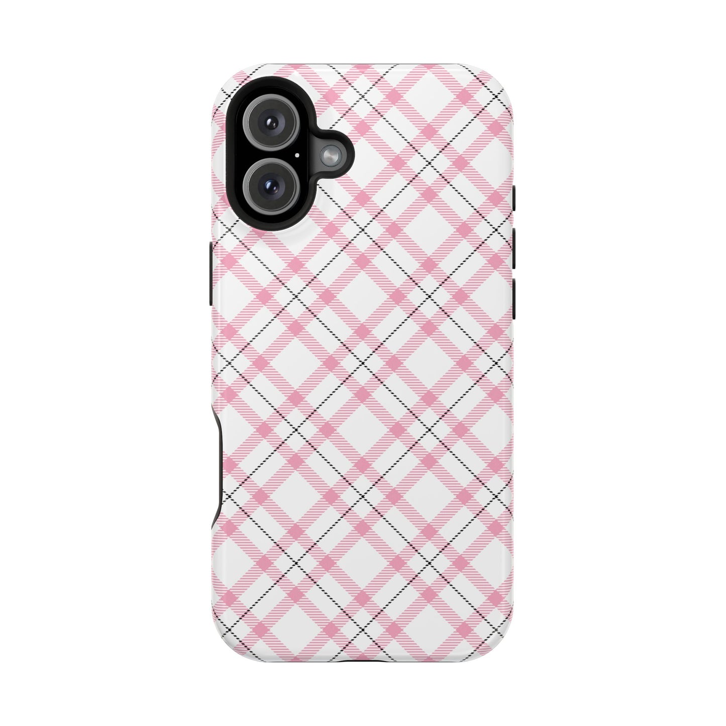 Impact-Resistant Phone Case - Pink Black Plaid