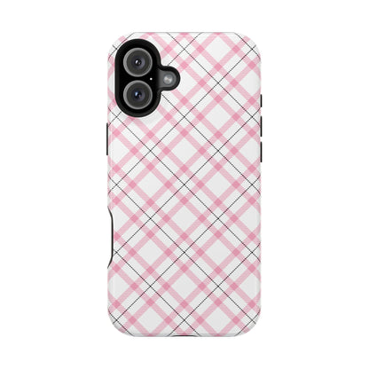 Impact-Resistant Phone Case - Pink Black Plaid