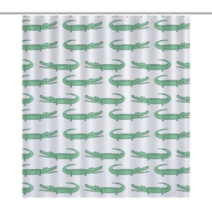 Lightweight Shower Curtain- Preppy Crocodiles