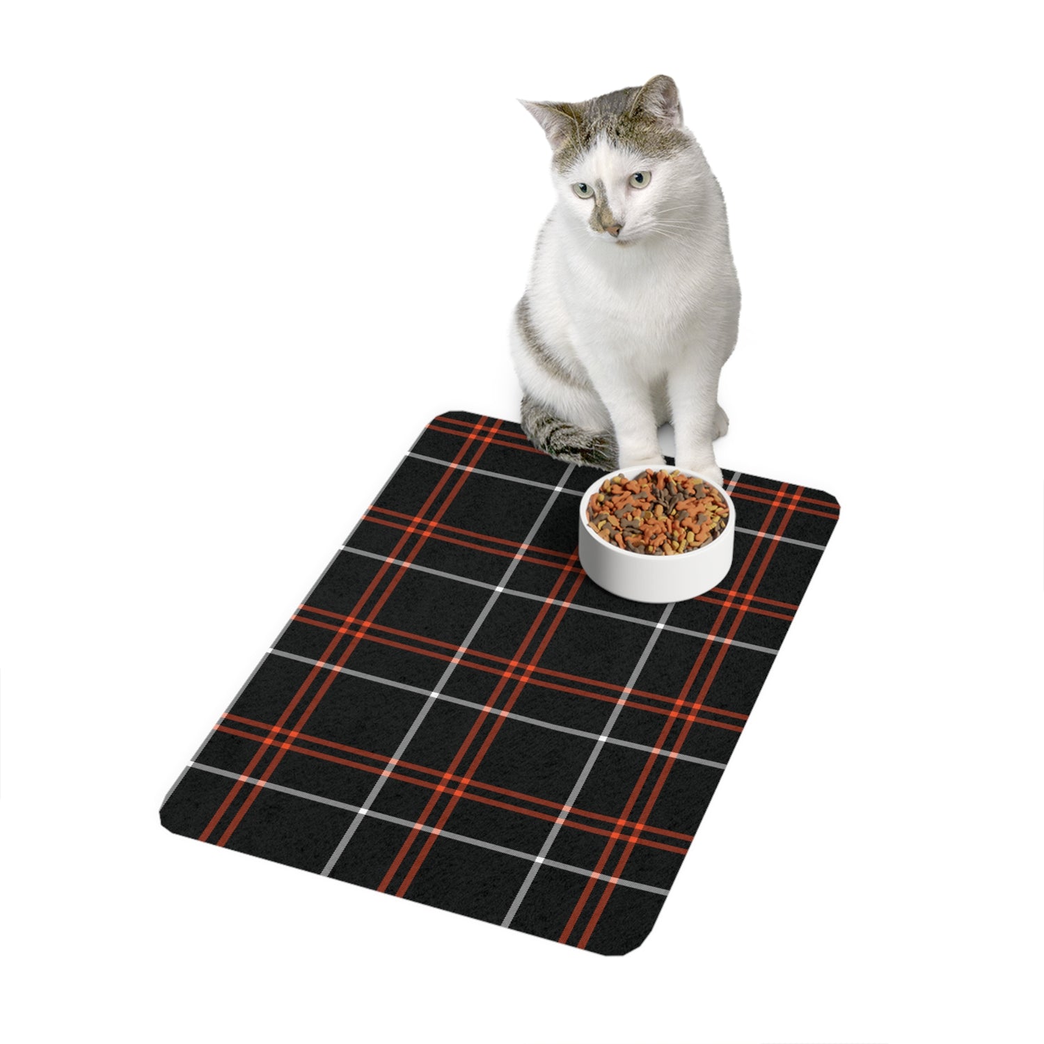 Pet Food Mat- Halloween Tartan Plaid