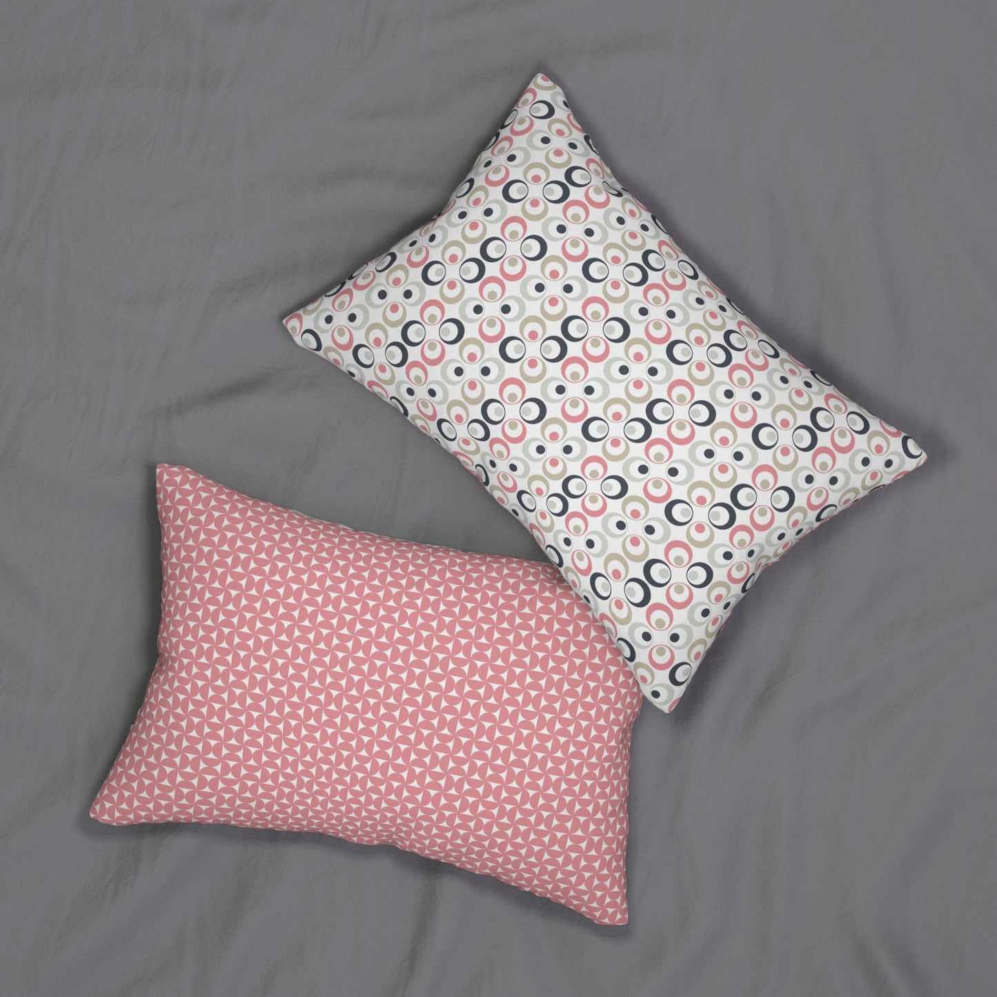 Spun Polyester Lumbar Pillow with Removable Cover Classic Geometric Shapes Multi