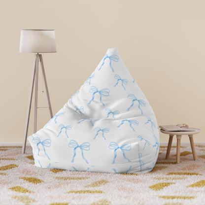 Watercolor Coquette Blue Bows Bean Bag Chair Cover