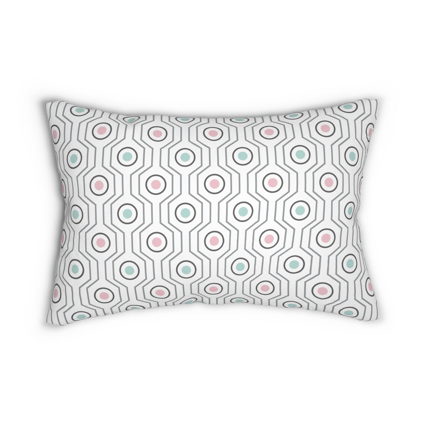 Spun Polyester Lumbar Pillow with Removable Cover Classic Geometric Shapes