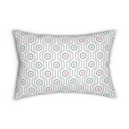 Spun Polyester Lumbar Pillow with Removable Cover Classic Geometric Shapes