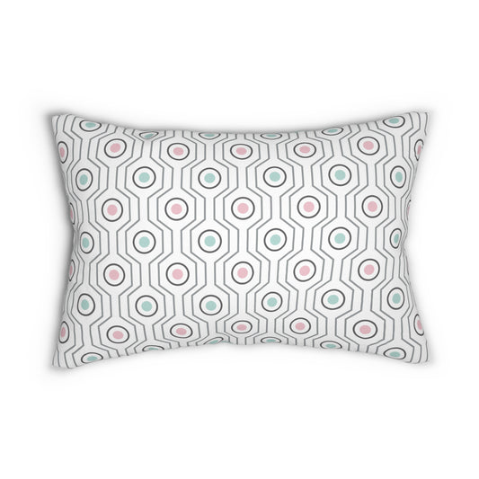 Spun Polyester Lumbar Pillow with Removable Cover Classic Geometric Shapes