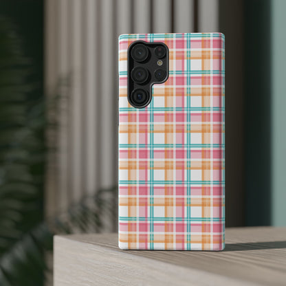 Impact-Resistant Phone Case - Summer Plaid Pink