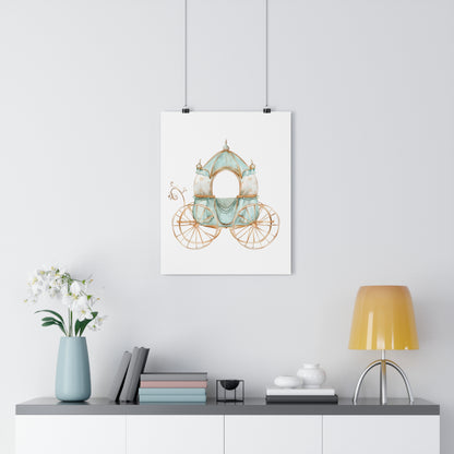 Giclée Art Print Watercolor Teal Princess Carriage