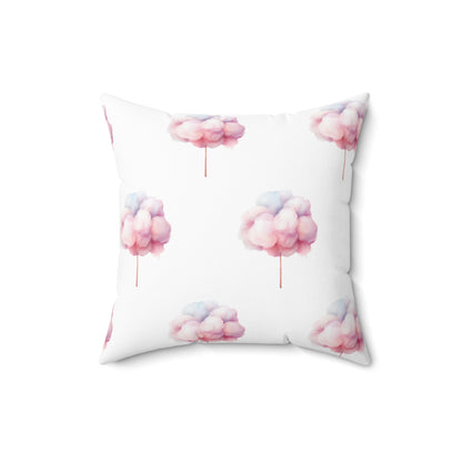 Spun Polyester Square Pillow with Removable Cover Watercolor Candy Land Cotton Candy