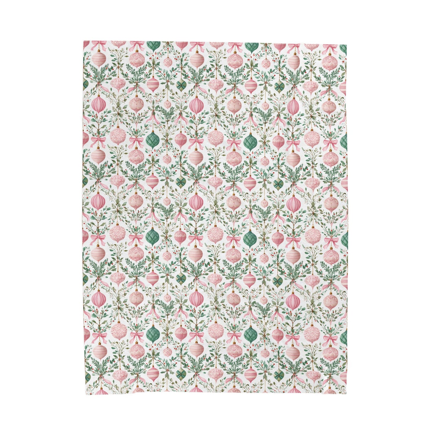 Pink Green Ornaments Velveteen Blanket
