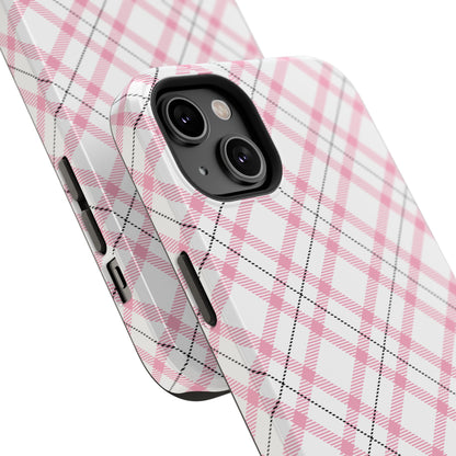 Impact-Resistant Phone Case - Pink Black Plaid