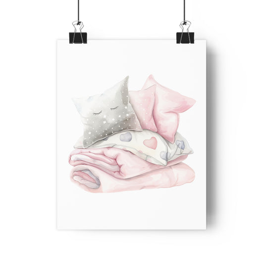 Giclée Art Print Watercolor Pink Pajama Party Bedding