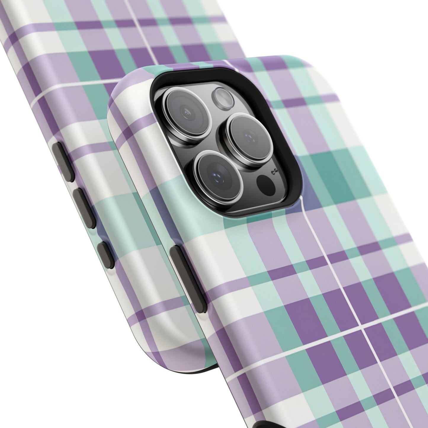 Impact-Resistant Phone Case - Spring Plaid Purple