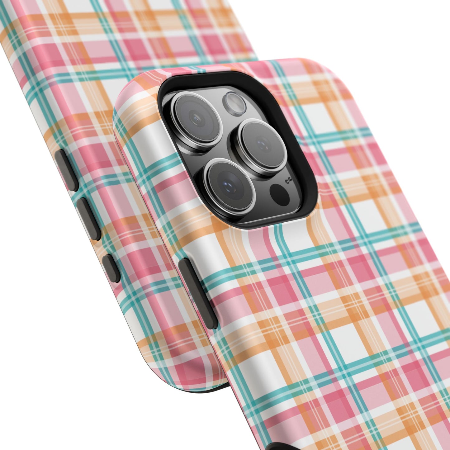 Impact-Resistant Phone Case - Summer Plaid Pink