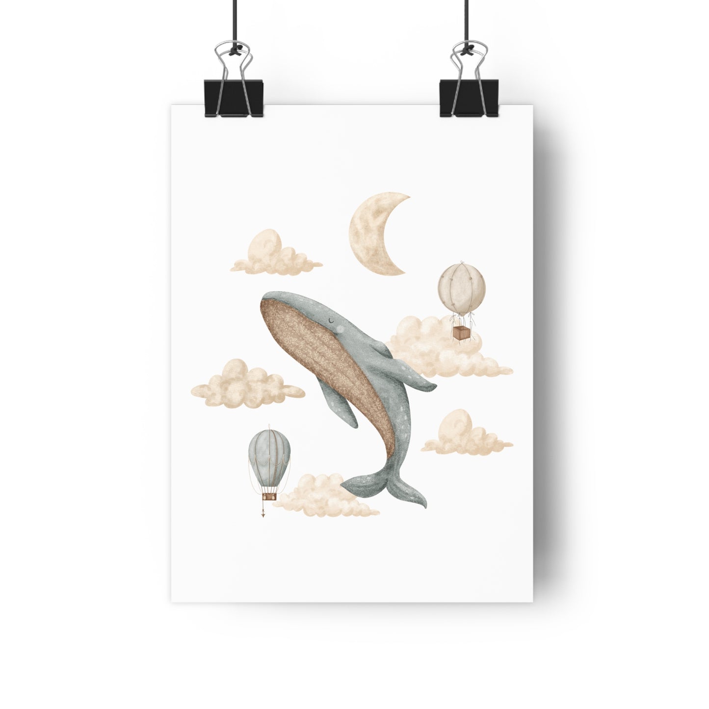 Giclée Art Print Memories of Dreams Whales Neutral Clouds