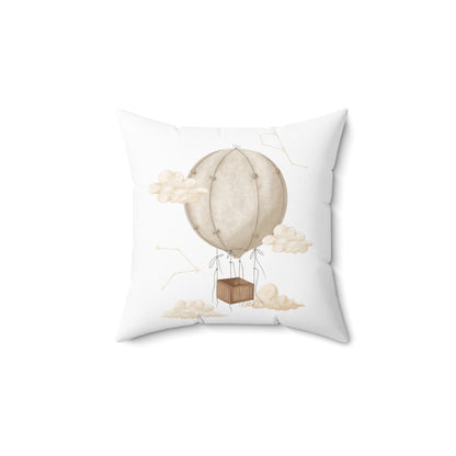 Spun Polyester Square Pillow with Removable Cover Watercolor Neutral Balloon Sandcastles