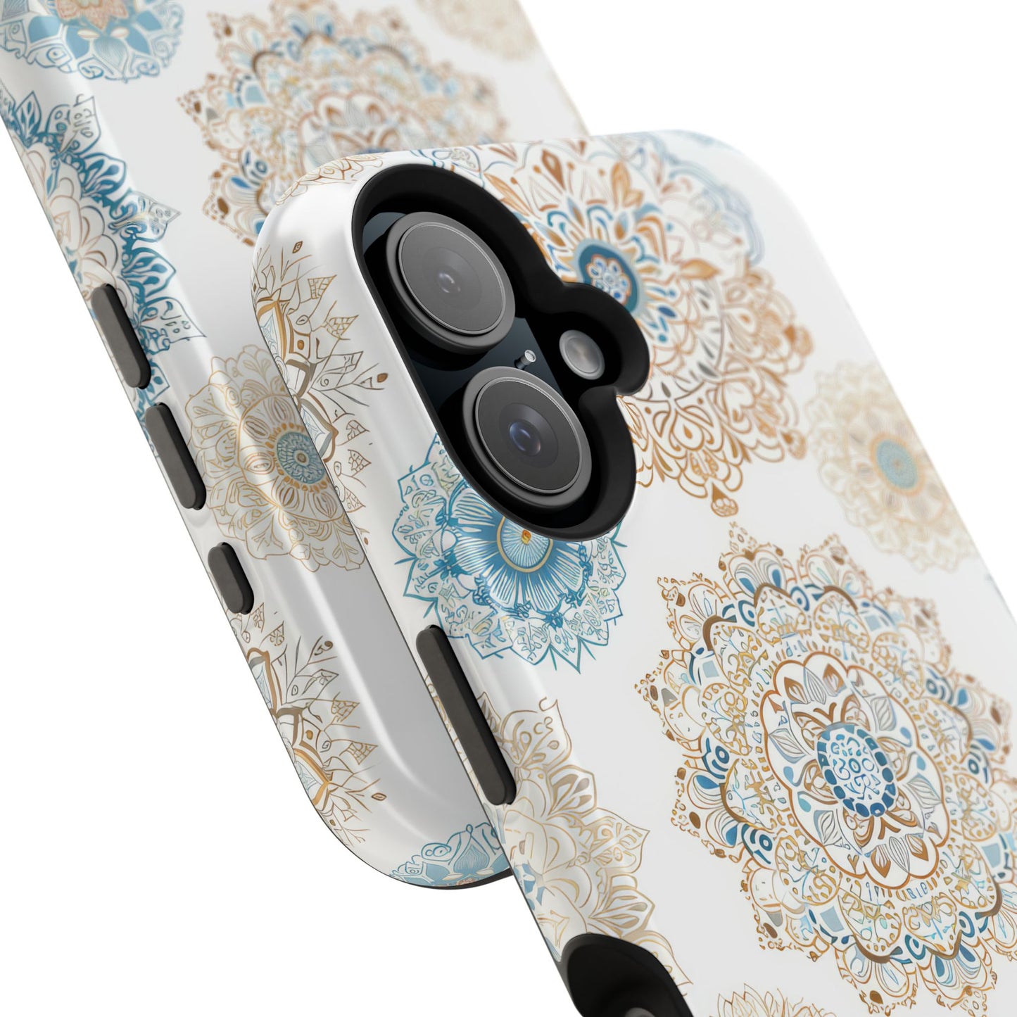 Impact-Resistant Cases, Blue Gold Boho Fun