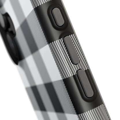 Impact-Resistant Phone Case Black White Buffalo Plaid