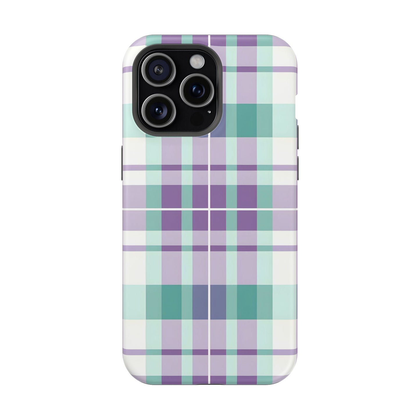 Impact-Resistant Phone Case - Spring Plaid Purple