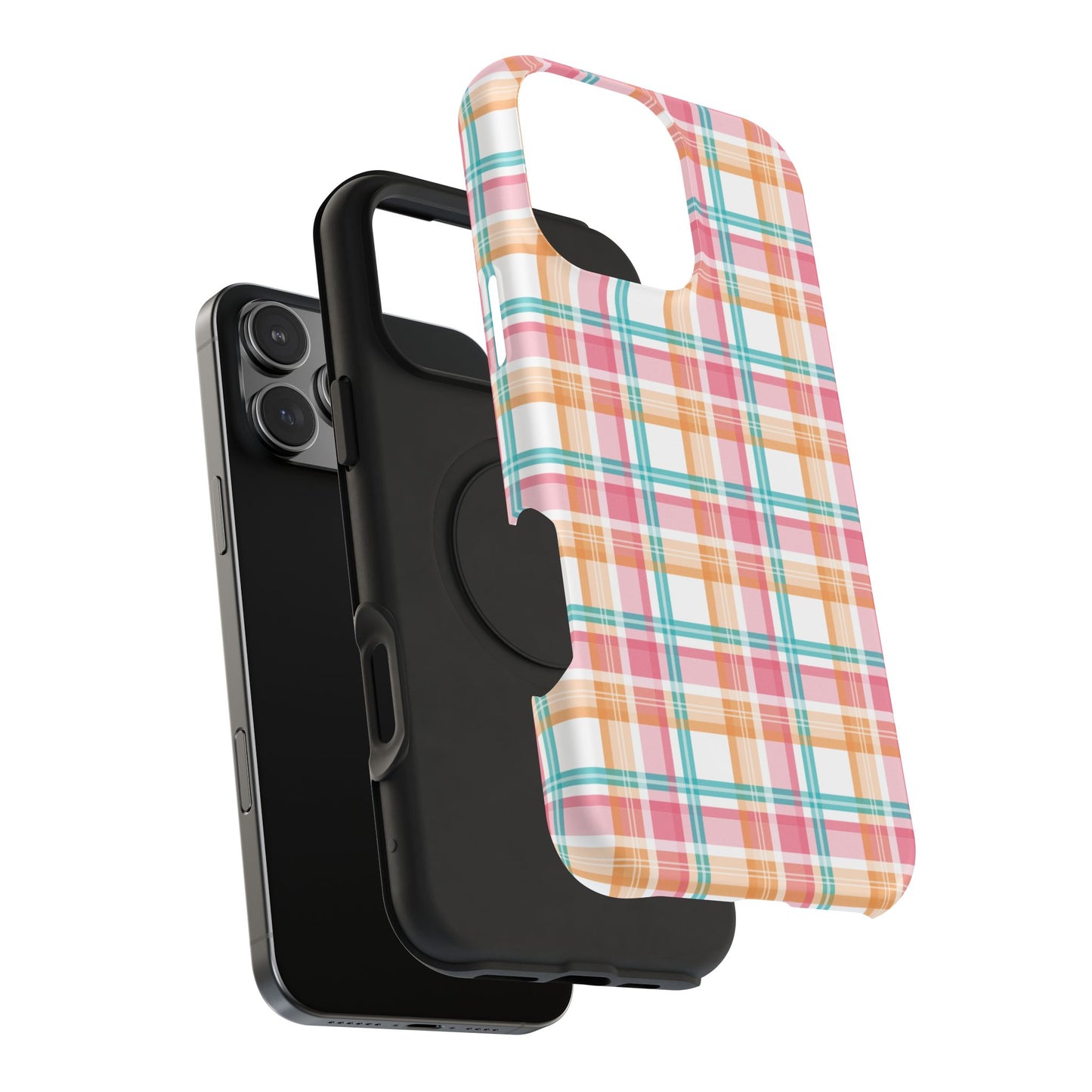 Impact-Resistant Phone Case - Summer Plaid Pink