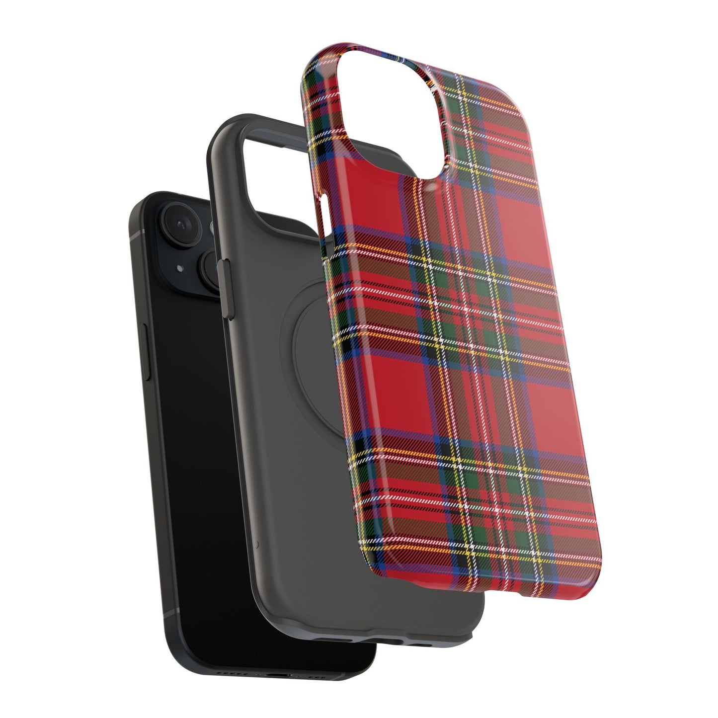 Impact-Resistant Phone Case-Holiday Tartan Plaid Red