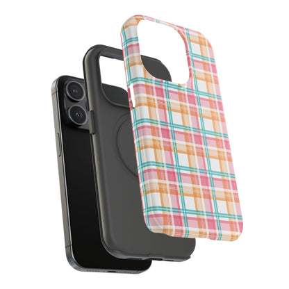 Impact-Resistant Phone Case - Summer Plaid Pink