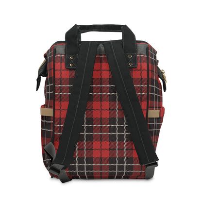 Christmas Black Red Tartan Plaid  Multifunctional Diaper Backpack