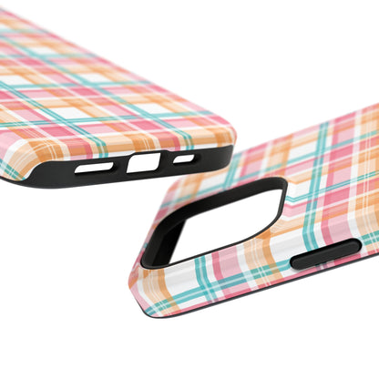 Impact-Resistant Phone Case - Summer Plaid Pink