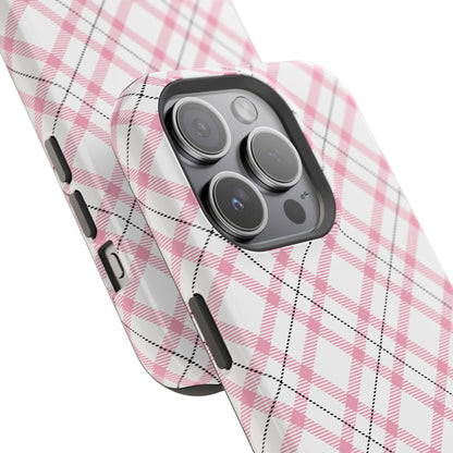 Impact-Resistant Phone Case - Pink Black Plaid