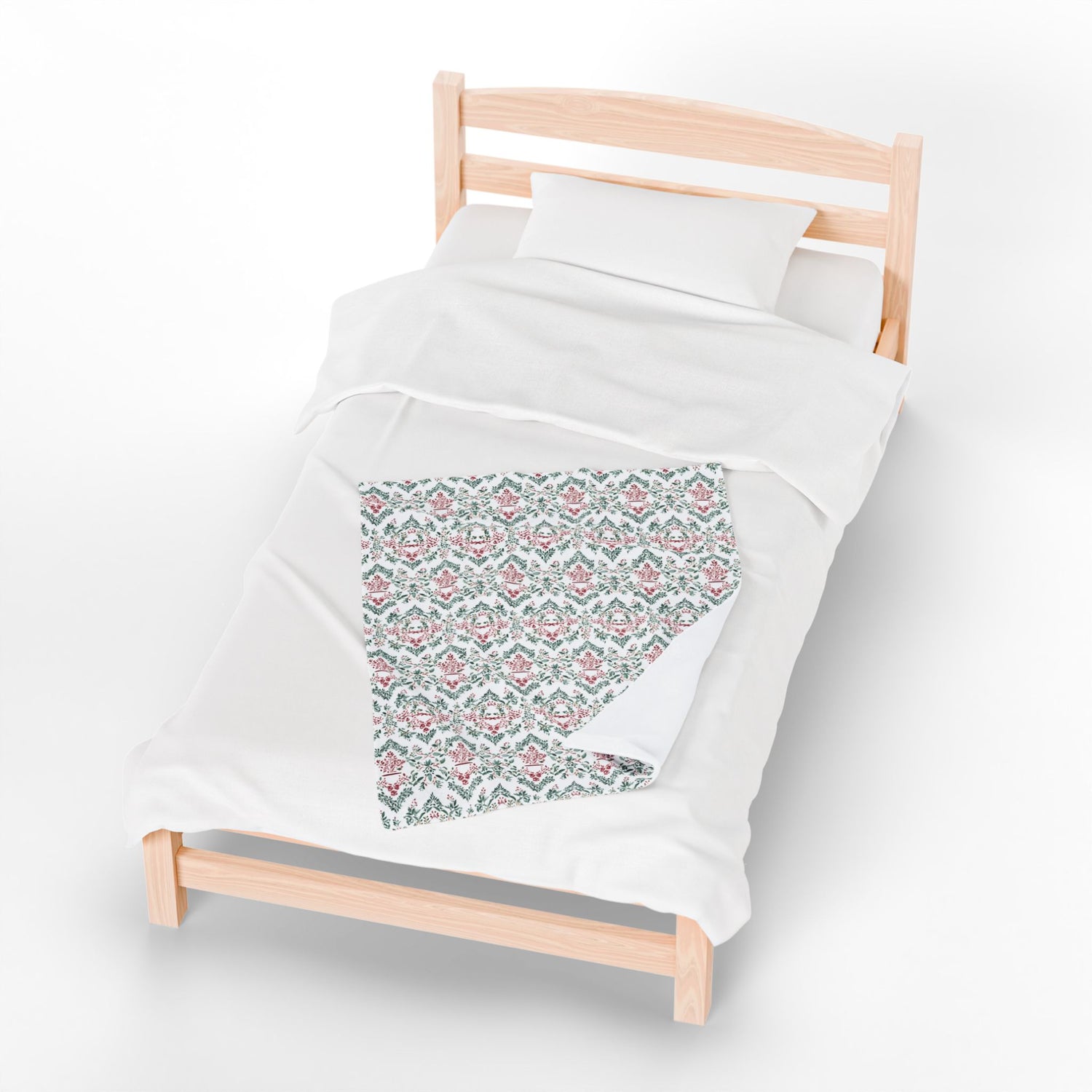 Festive Red and Green Cozy Velveteen Plush Blanket