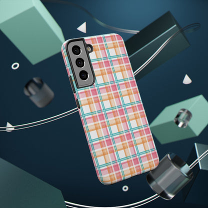 Impact-Resistant Phone Case - Summer Plaid Pink