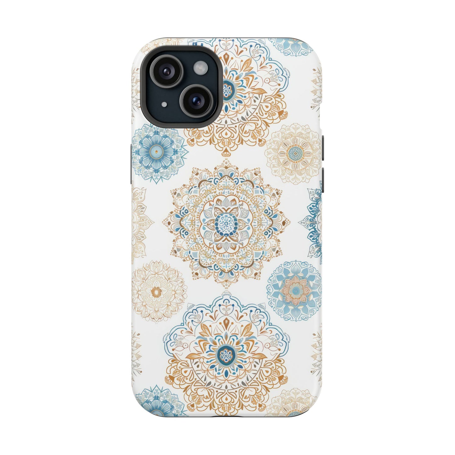 Impact-Resistant Cases, Blue Gold Boho Fun