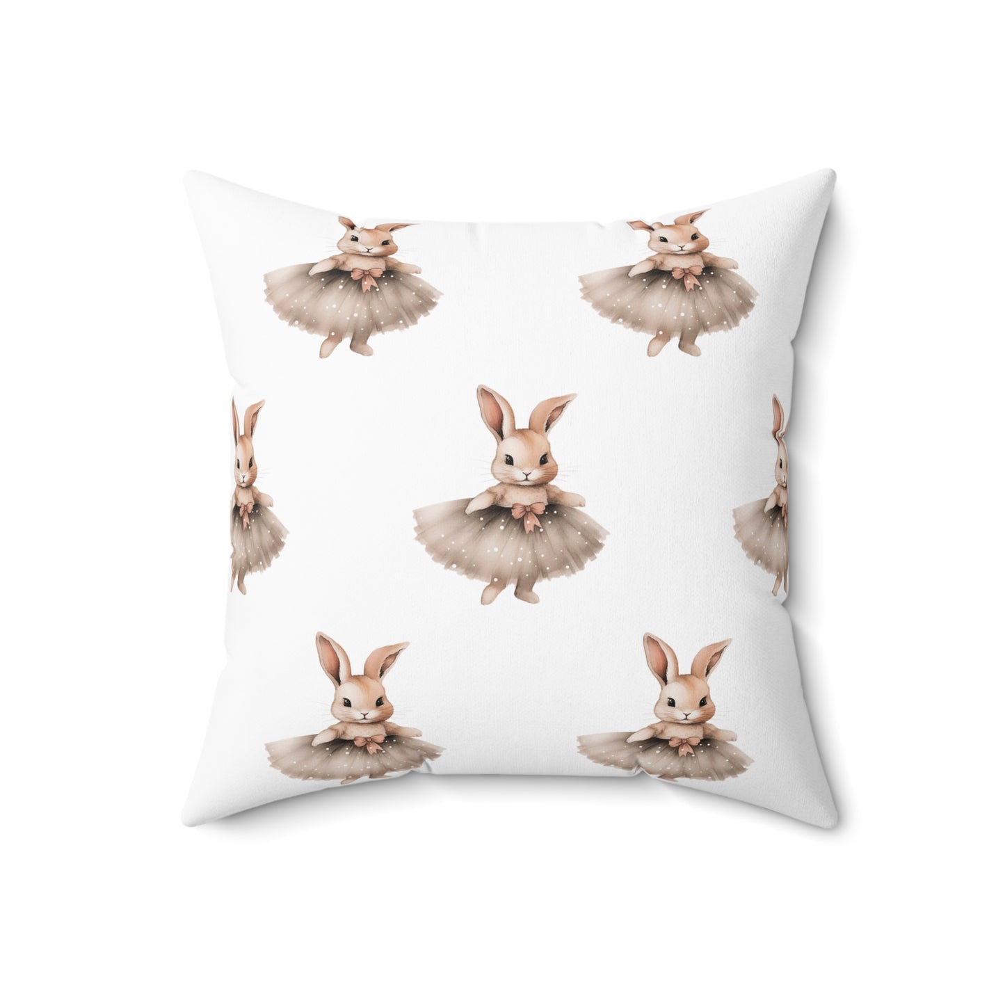 Spun Polyester Square Pillow with Removable Cover Watercolor Ballerina Bunnies