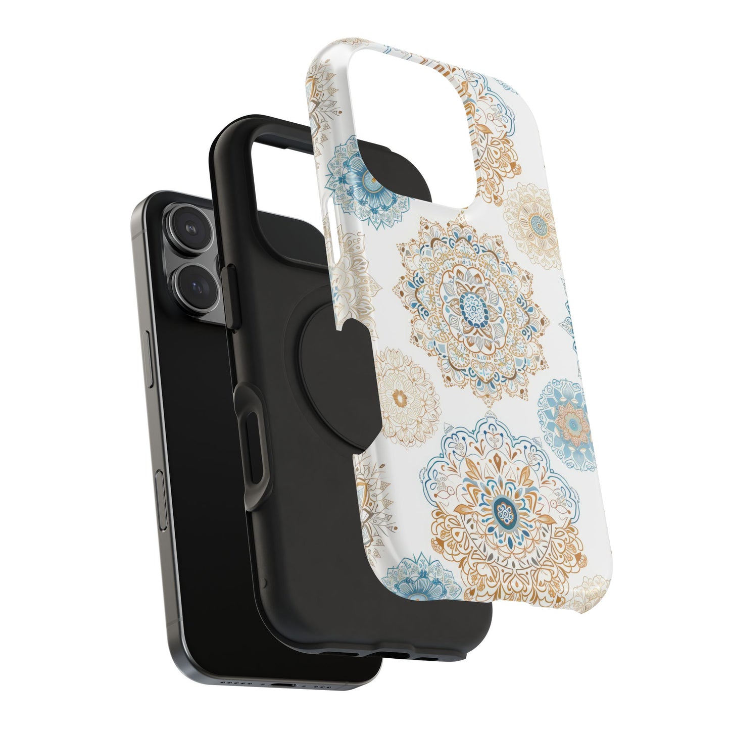 Impact-Resistant Cases, Blue Gold Boho Fun