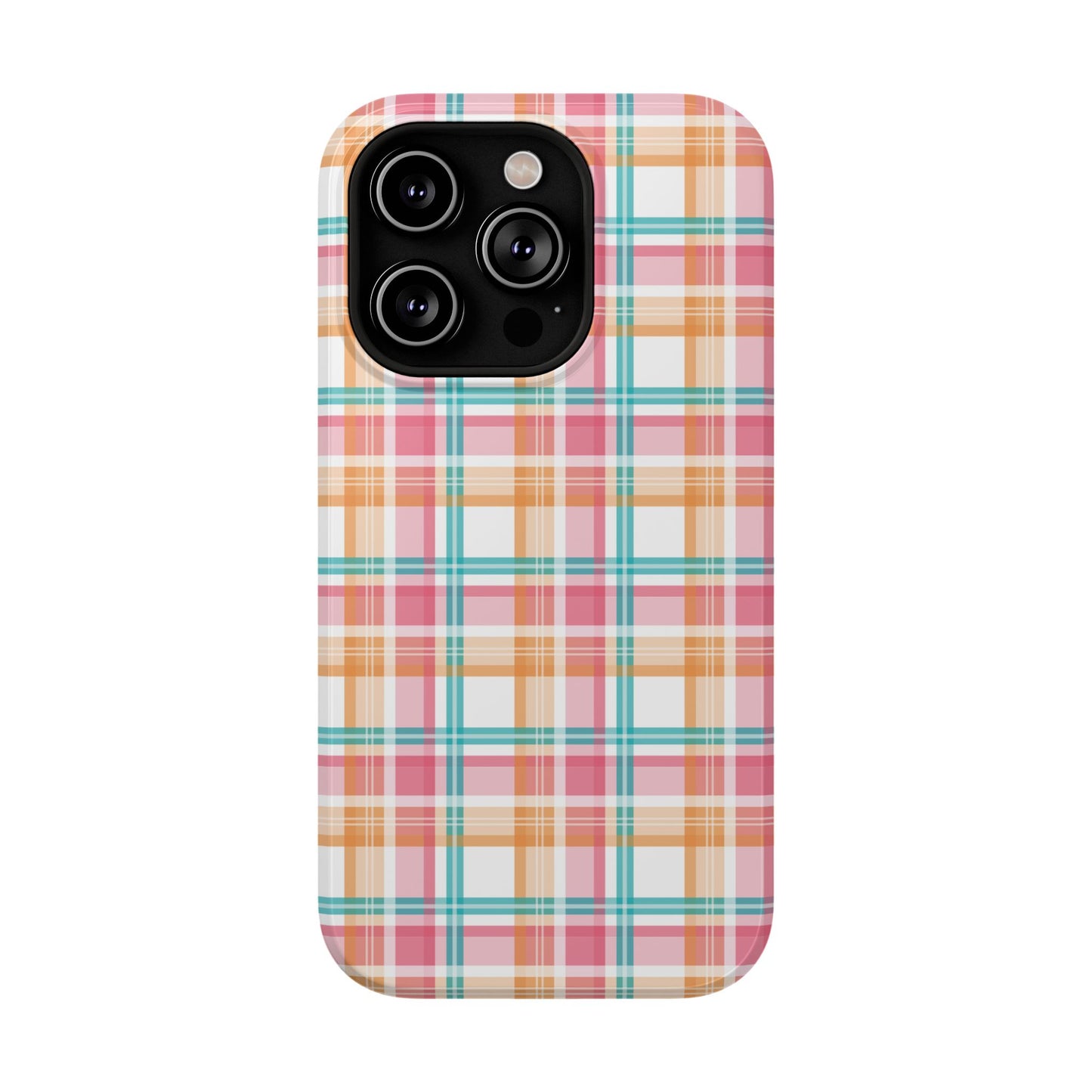 Impact-Resistant Phone Case - Summer Plaid Pink