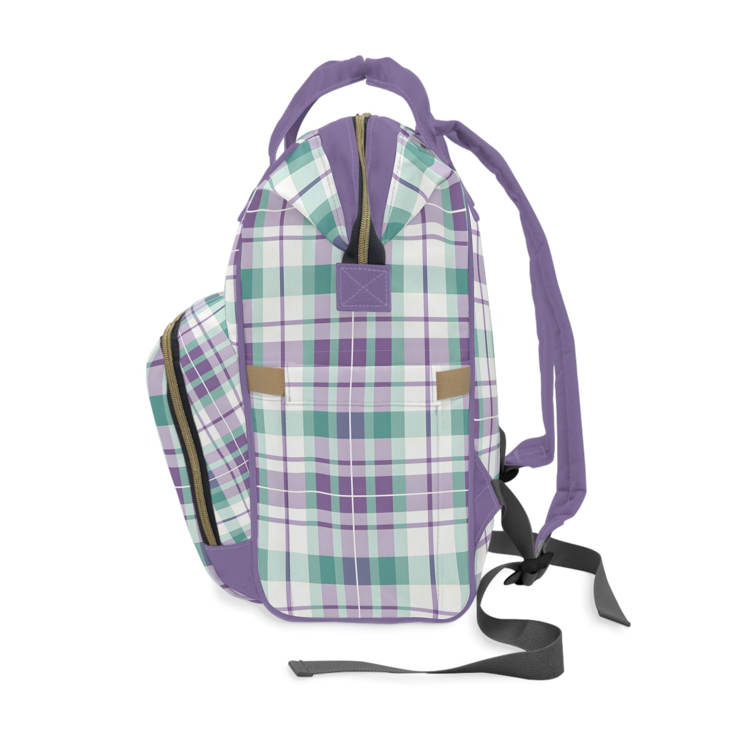 Multifunctional Diaper Backpack- Spring Plaid Purple