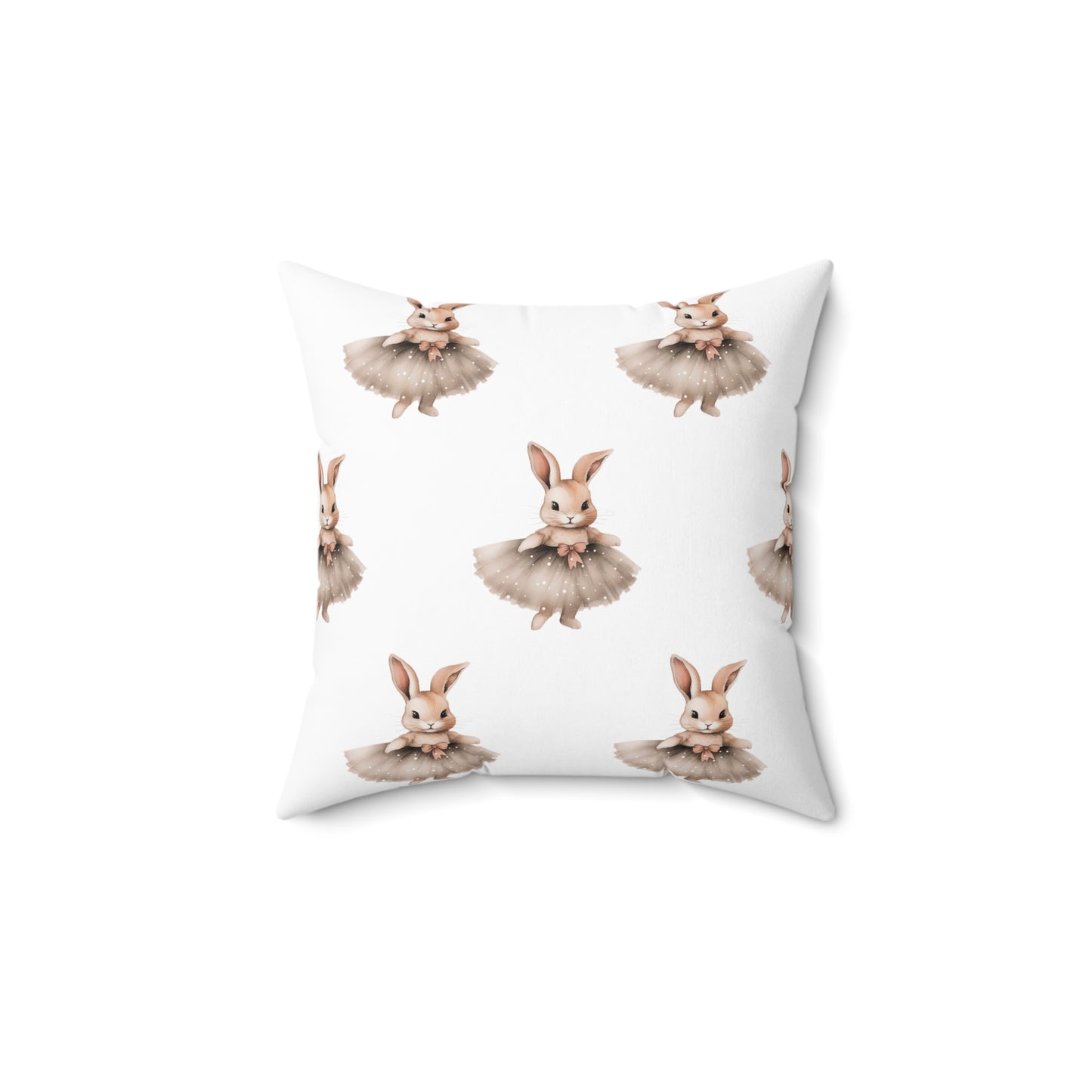 Spun Polyester Square Pillow with Removable Cover Watercolor Ballerina Bunnies