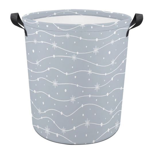 Collapsible Laundry Hamper- Winter Flurries Blue